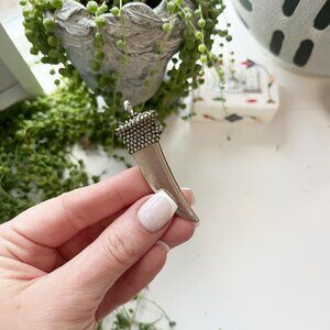 Silver Crystal Shark Tooth Necklace Pendant